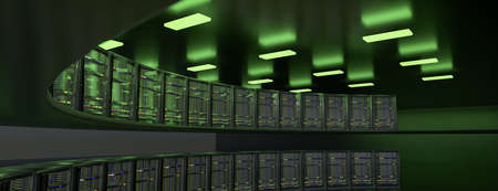 Servers. Servers room data center. Backup, mining, hosting, mainframe, farm and computer rack with...