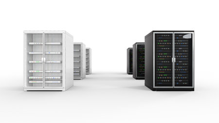Modern server rack. Server rack image. Isolated on white background. 3d renderの写真素材