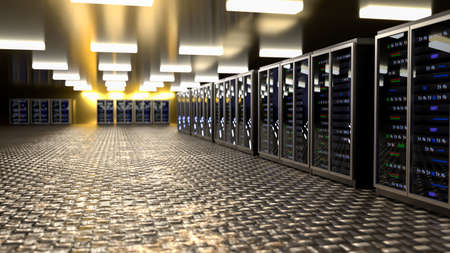 Server. Servers room data center. Backup, mining, hosting, mainframe, farm and computer rack with...
