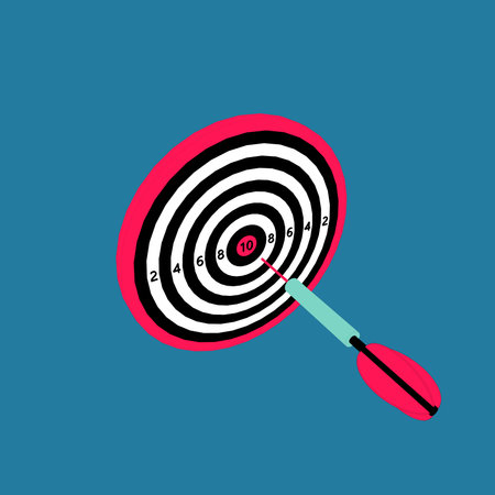 Dartboard with darts isolated on blue background. 3D renderingの写真素材