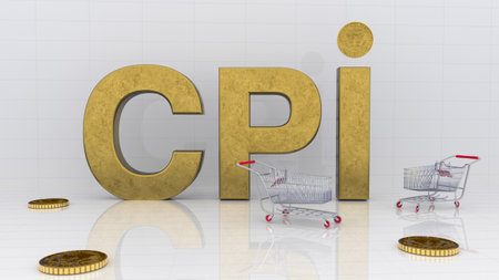 CPI. Growth of sales or growth of market basket or consumer price index concept. 3d illustrationの写真素材
