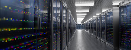 Server. Servers room data center. Backup, mining, hosting, mainframe, farm and computer rack with...
