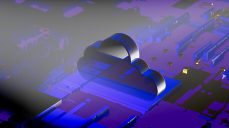 Cloud Computing Digital Information Data Center Technology. Computer Information Storage. Cybersecurity 3d renderingの写真素材