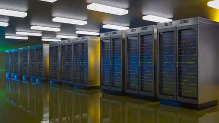 Server. Server data center. Backup, mining, hosting, mainframe, farm and computer rack with storage...