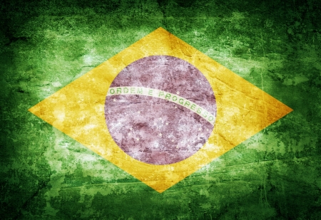 Old vintage Brazil flag on dirty paperの写真素材