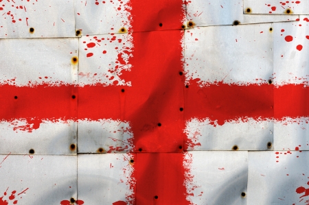 england flag painted on metal plateの写真素材