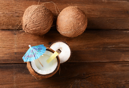 Malibu drink in coconutの写真素材