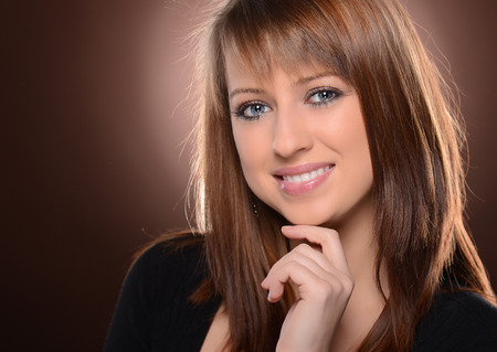 Beautiful Girl on brown の写真素材