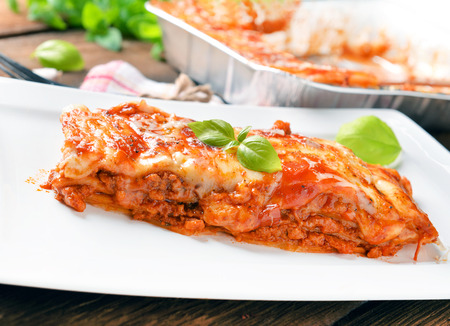 Homemade lasagne bolognese の写真素材