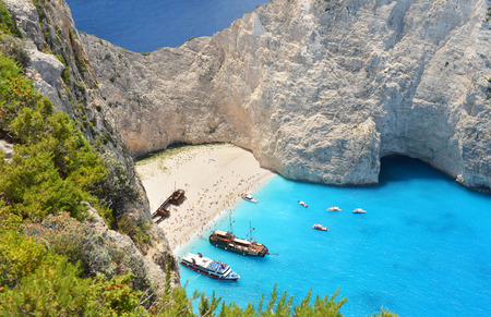 Navagio beach in greece island Zakynthos