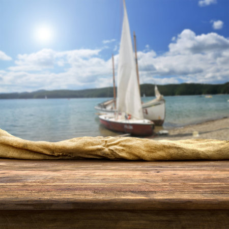 empty table for product display montages with a yachtの写真素材