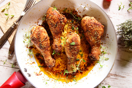 Roasted chicken legs with thyme