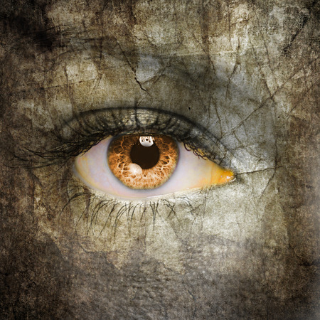 Textured human face close upの写真素材