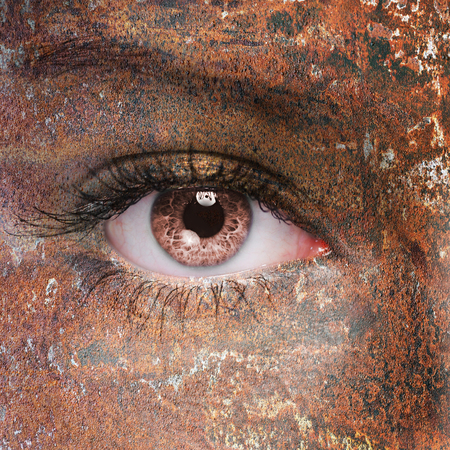 Textured human face close upの写真素材