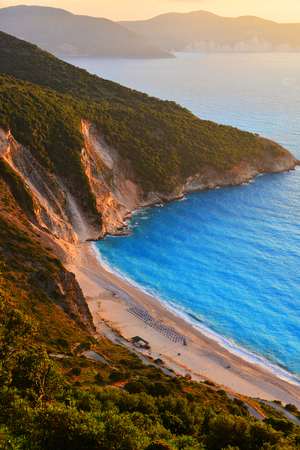 Sunset at famous Myrtos beach - Kefalonia - Greece