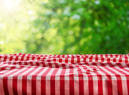 Empty checkered table backgroundの写真素材