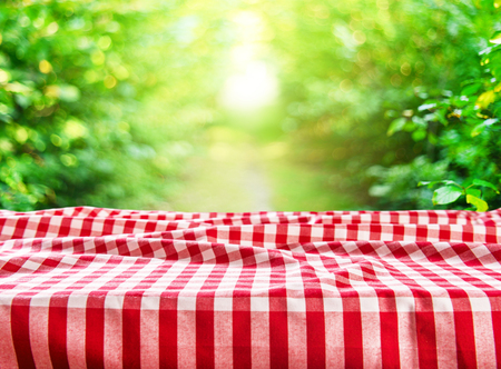 Empty checkered table backgroundの写真素材