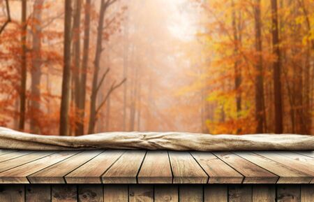 Empty old wooden table backgroundの写真素材