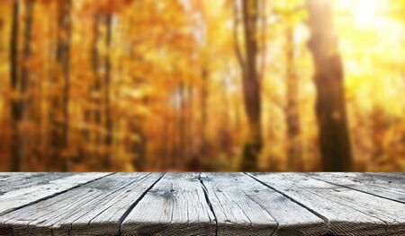 Empty old wooden table backgroundの写真素材