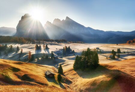 Alpe di Siusi valley in Italian dolomitesの写真素材