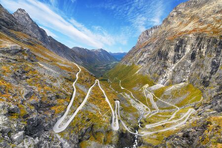 Trollstigen - windy road in Norway at autumnの写真素材