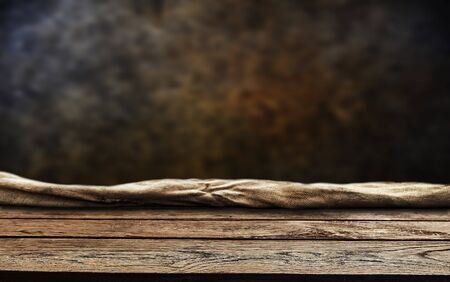 Empty old wooden table background の写真素材