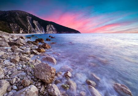 Beautiful sunset over mediterranean seaの写真素材