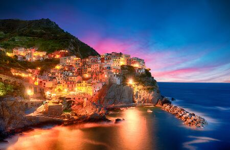 Famous city of Manarola in Italy - Cinque Terre, Liguriaの写真素材