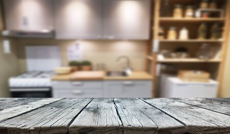 Empty old wooden table background の写真素材