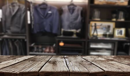 Empty old wooden table background - christmas backgroundの写真素材