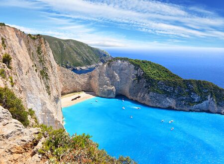 Navagio Beach on Zakynthos Island in Greeceの写真素材