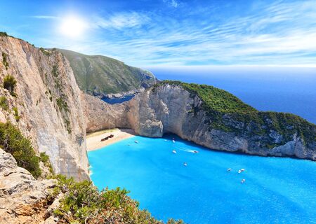 Navagio Beach on Zakynthos Island in Greeceの写真素材