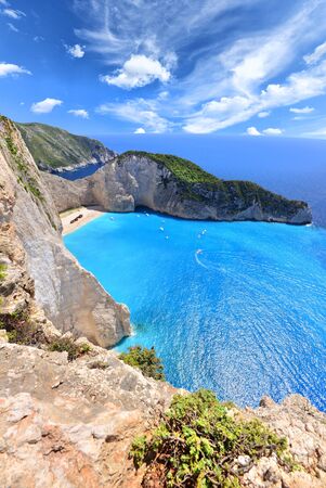 Navagio Beach on Zakynthos Island in Greeceの写真素材