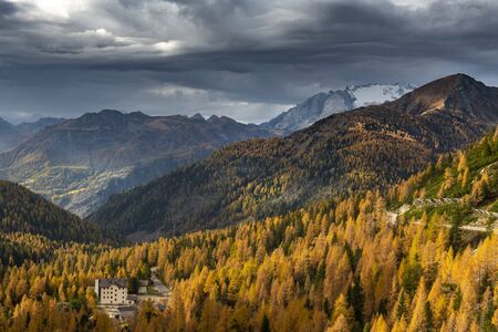 Beautiful landscape of mountains during autumnの写真素材