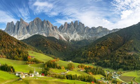 Beautiful landscape of Italian dolomites - Santa Maddalenaの写真素材