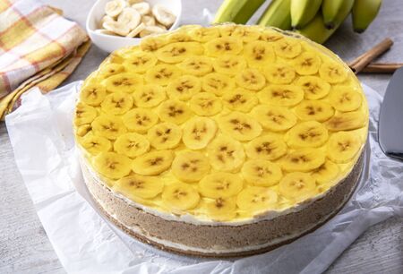 Tasty homemade banana cake with jellyの写真素材