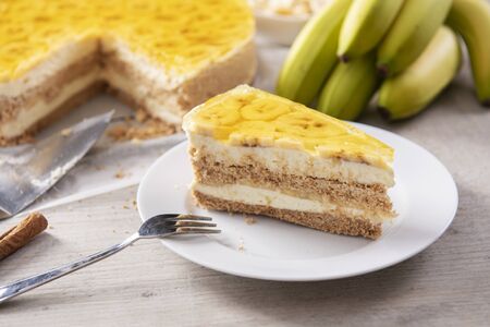 Tasty homemade banana cake with jellyの写真素材