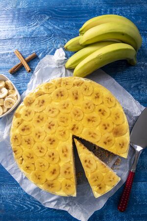 Tasty homemade banana cake with jellyの写真素材