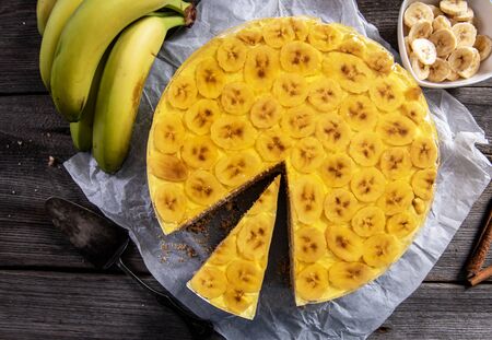 Tasty homemade banana cake with jellyの写真素材