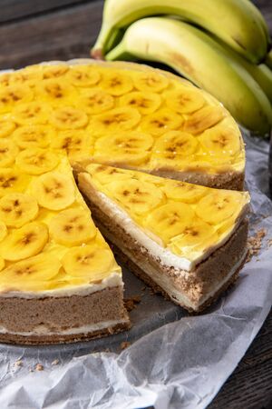 Tasty homemade banana cake with jellyの写真素材