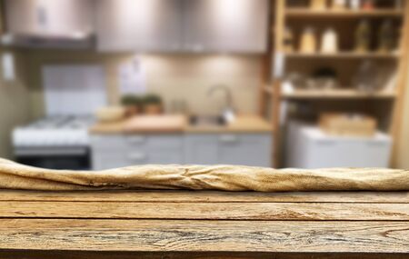 Wooden table background for display montagesの写真素材