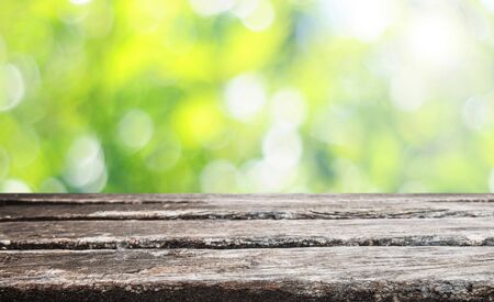 Empty old wooden table backgroundの写真素材