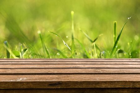 Empty old wooden table backgroundの写真素材