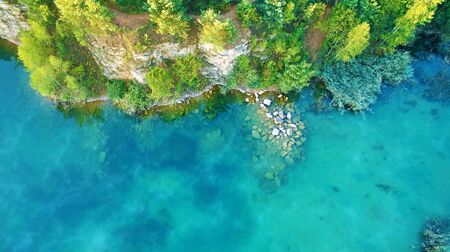 Aerial landscape from the drone - blue waterの写真素材