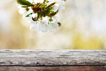 Empty old wooden table backgroundの写真素材