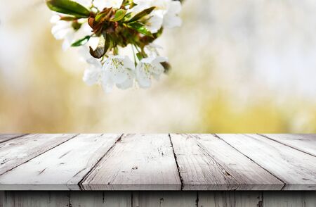 Empty old wooden table backgroundの写真素材