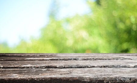 Empty old wooden table backgroundの写真素材