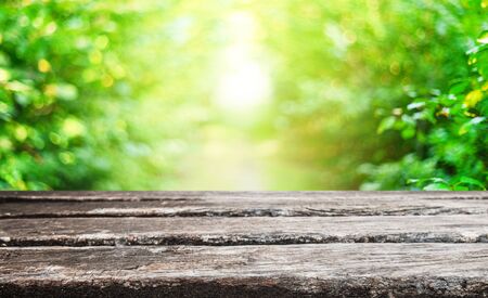 Empty old wooden table backgroundの写真素材