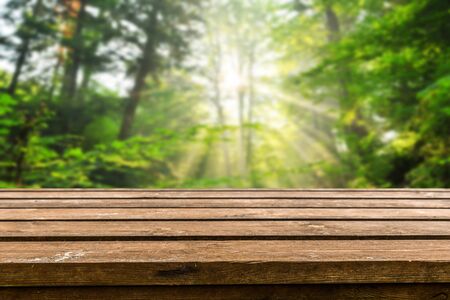 Empty old wooden table backgroundの写真素材