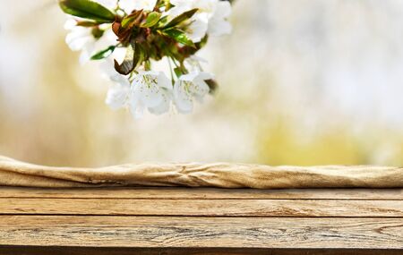 Empty old wooden table backgroundの写真素材